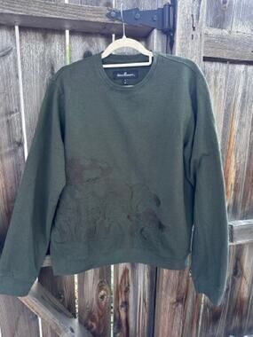 Blind Rooster Embroidered Mushroom Sweatshirt Size L Crewneck Olive Green